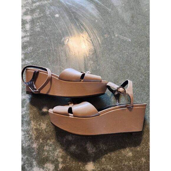 Robert Clegerie platform tan heels made in France sz 7.5 - Picture 2 of 6